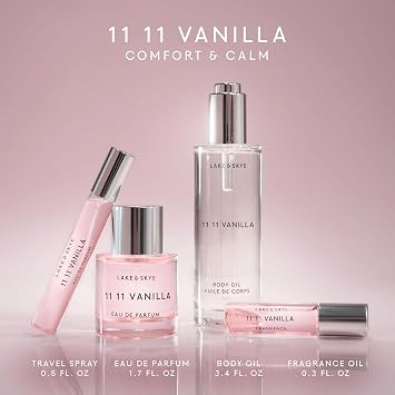 Lake & Skye 11 11 Vanilla Eau de Parfum 100mL - Long Lasting - Vanilla, Cashmere, Dreamy, Creme, Skin Musk, Clean, Vegan, Paraben-Free, Cruelty-Free