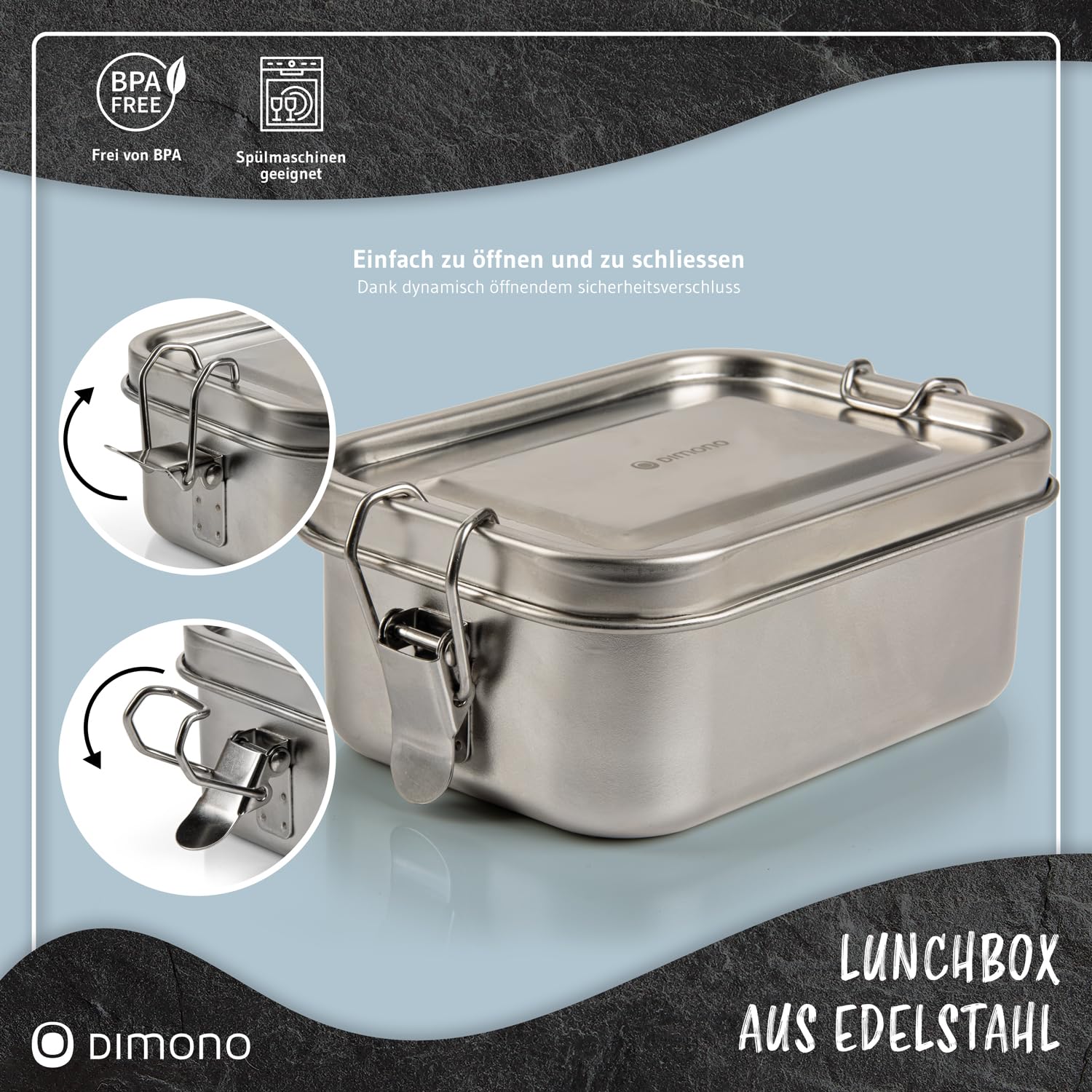 Dimono® Lunch Box Leak-Proof bento Box Stainless Steel Lunch Box; Waterproof Sustainable Box with compartments & Seals (a: 550 ml) - Image 3