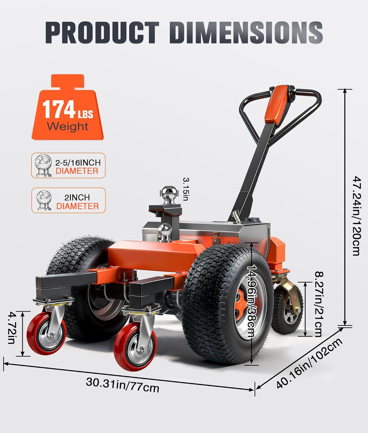 Electric Trailer Dolly – 7500 Lbs Capacity, 6-Wheel All-Terrain Anti-Tip Design, Handheld Reverse/Drive/Brake Control, Dual 2" & 2-5/16" Hitch Balls for RV, Boat, Car Trailer, Camper