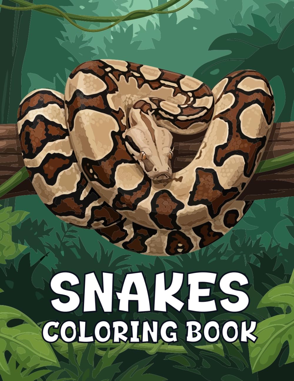 Snakes Coloring Book: Slithery, Scaly Friends For Snake and Reptile Lovers Of All Ages To Color