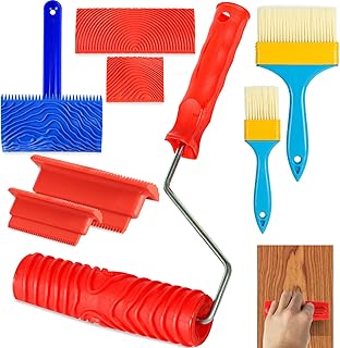 GSCIT Club 8PCS Wood Grain Tool, Natural Woodgrain Maker for Decorative Painting Premium Wood Graining Brushes Set Enhance DIY Projects