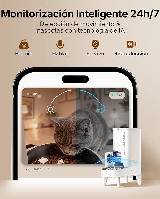 Foto 4 de 8 de PETKIT Nuevo Comedero Gato Automatico con Cámara, Reconocimiento de Varios Gatos, 2.4G & 5GHz WiFi