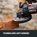 PACK WORX NITRO Meuleuse d'Angle sans Fil Brushless 20V WX814.9 + Batterie 4Ah, chargeur rapide, disque 125 mm, 8600 tr/min, Multimatériaux, capot de protection, Disque de meulage pour métal - 6