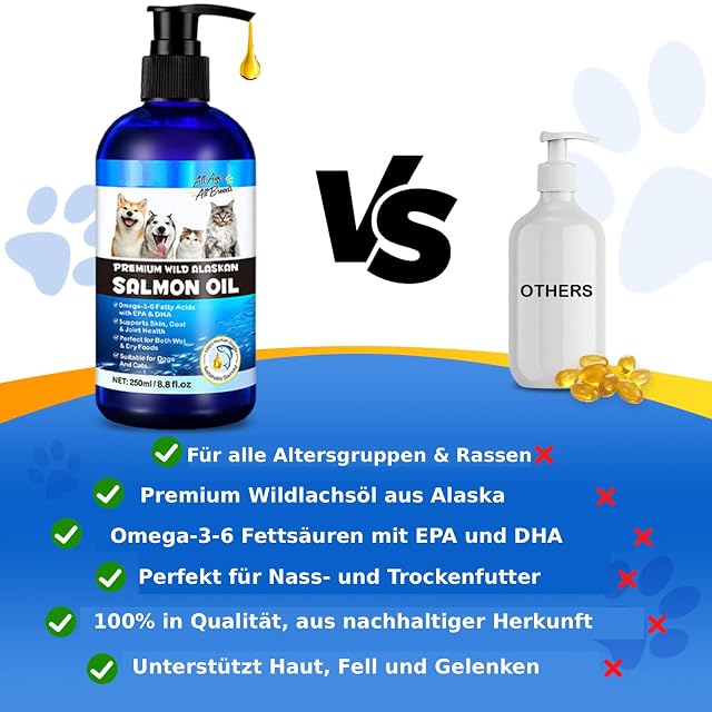 Foto 5 de 7 de SteriMedo Aceite de salmón para perros y gatos, 250 ml, aceite de pescado Omega 3-6 de salmón salvaje