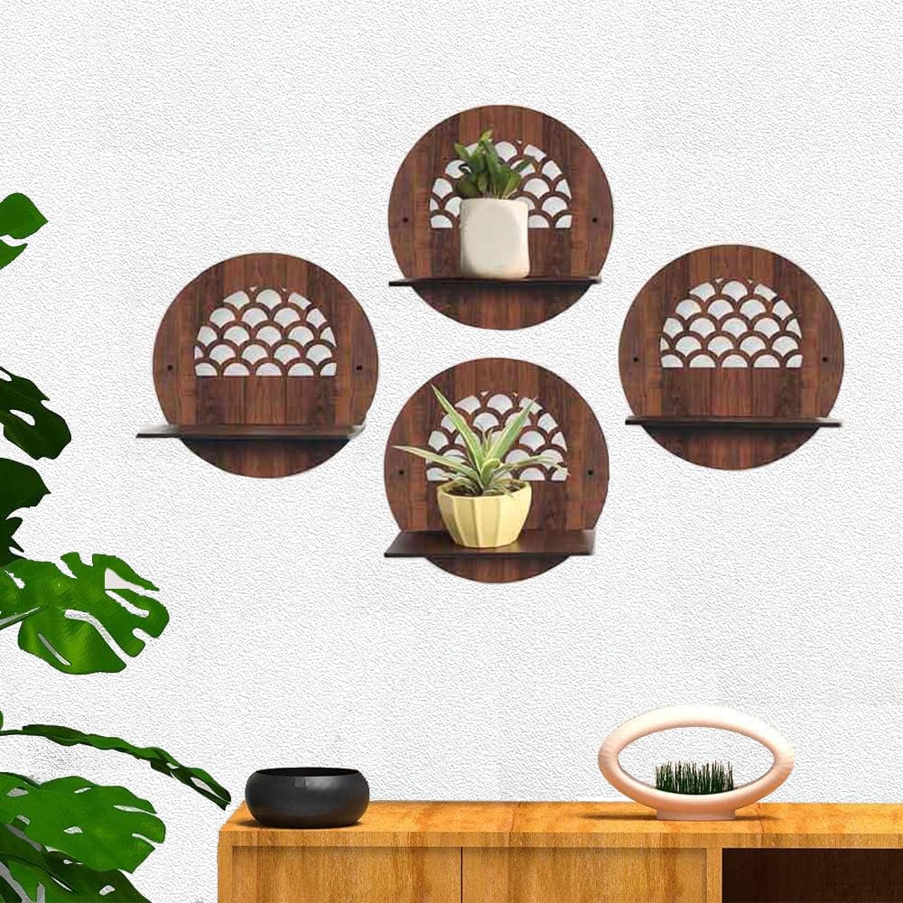 Vidha Impex Wall Shelf Shelves Hanging Floating Wall Mound Display Plant Stand Wall Rack Shelf for Living Room Bedroom Kitchen | Diwali Decoration Items for Home Decor - Set of 4 (B0DHCXNKGB) Amazon Price History, Amazon Price Tracker