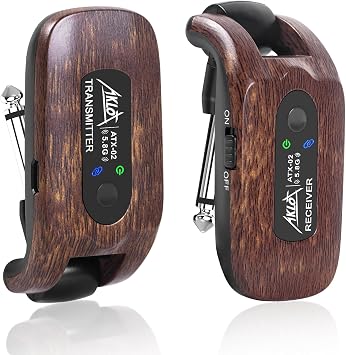 AKLOT Wireless Guitar System Transmitter Receiver Set 5.8GHz Built-in Rechargeable Lithium Battery Digital for Electric Guitar Bass