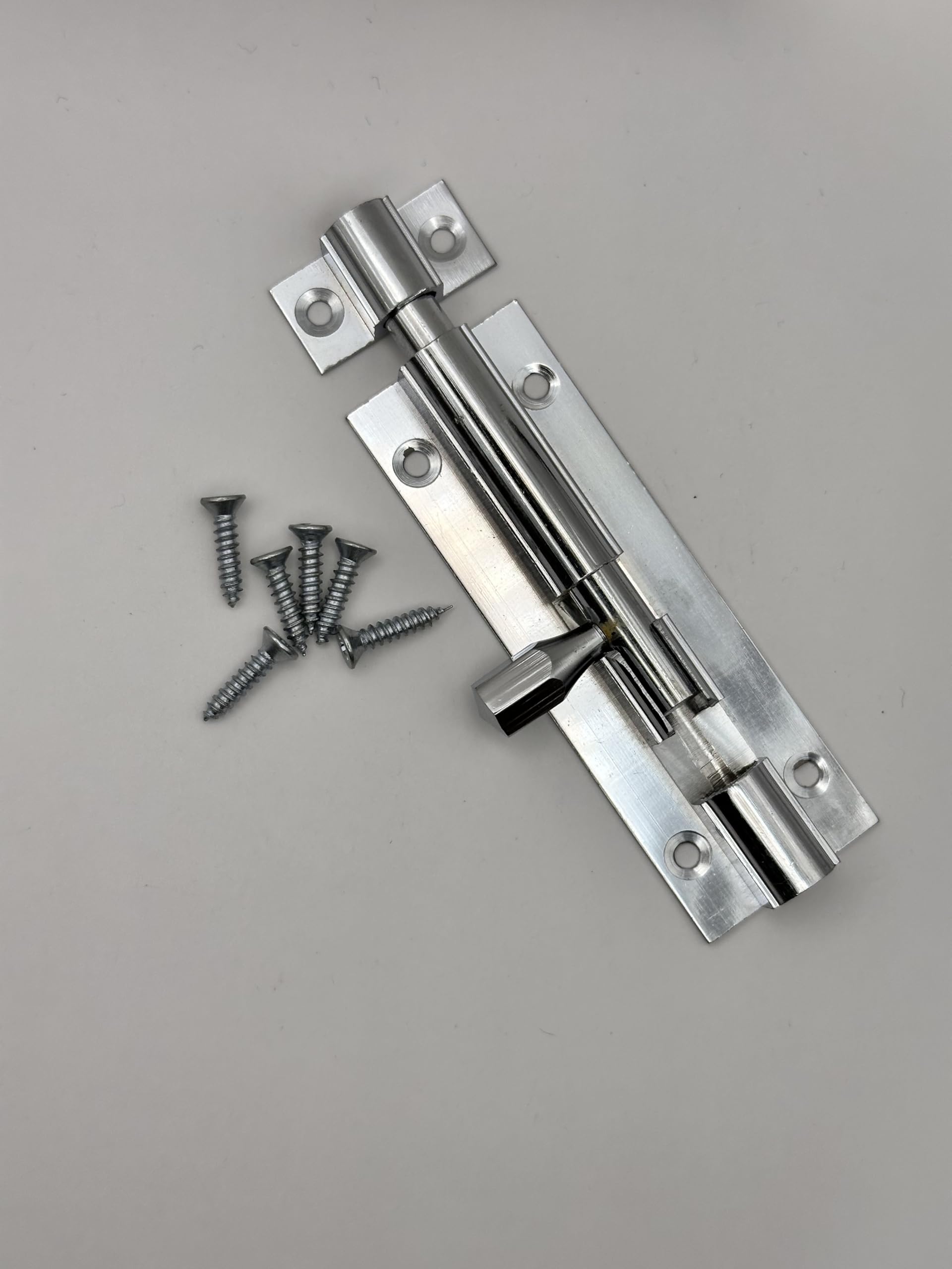 Chrome Slide Bolt Door Lock – Cranked/Straight Neck, Heavy-Duty Tower Bolt with Screws – Shed, Bathroom, Bedroom, Gate, Cupboard Lock – Pack of 1 38mm,40mm,75mm,102mm (25x102mm Straight Bolt-Chrome)