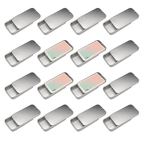Cubic Ape Recipientes de lata deslizantes para bálsamo labial, perfume sólido (0.5 onzas, paquete de 16 unidades, con etiquetas)  Pequeñas cajas