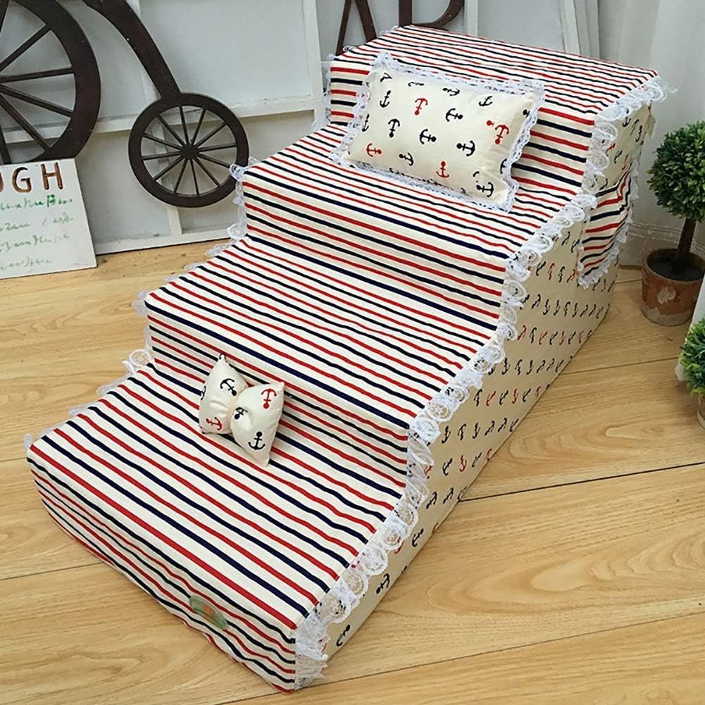 Pet Stair Dog 4 Step Cat Puppy Ladder Lace Side Multi Style Stairs Steps (J)