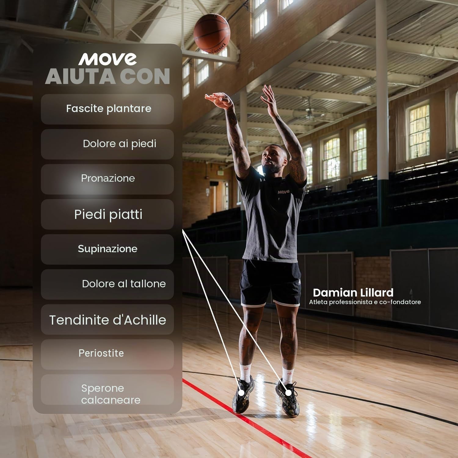 Move Game Day Pro - Solette sportive per basket, pallavolo, calcio, atletica, tennis, baseball, corsa e stile di vita attivo, prestazioni eccellenti, assorbimento degli urti extra (EU 42-43/43-44)
