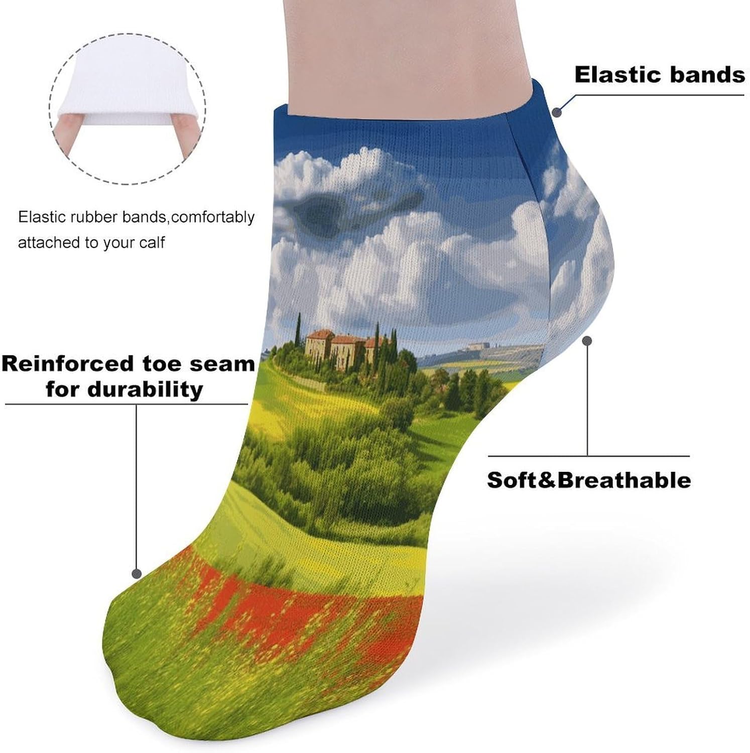 Tuscany Spring Ankle Socks for Men Women 5 Pairs | Comfortable Casual Low Cut Socks, Lightweight No Show Breathable Athletic Socks, Soft Mini Crew Socks for All Seasons