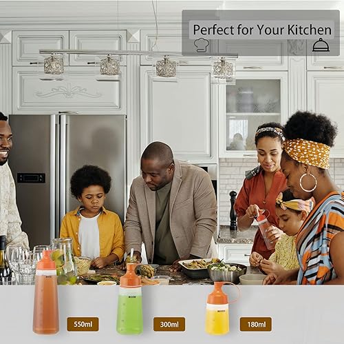 Miniatura 7 de TOCKONIMN Botellas de chorro para condimentos para salsas de plástico, (4 unidades, 6 onzas) botellas de salsa de tomate con parte superior para