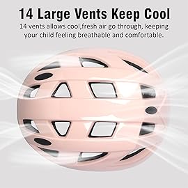 Atphfety Kids Bike Helmet,2 Sizes Adjustable for Youth Child Boys & Girls Ages 3-5-8-14,Ventilation and Multi-Sport for Bicycle Scooter Skate (Blush, S: 50-54 cm / 19.6-21.3)