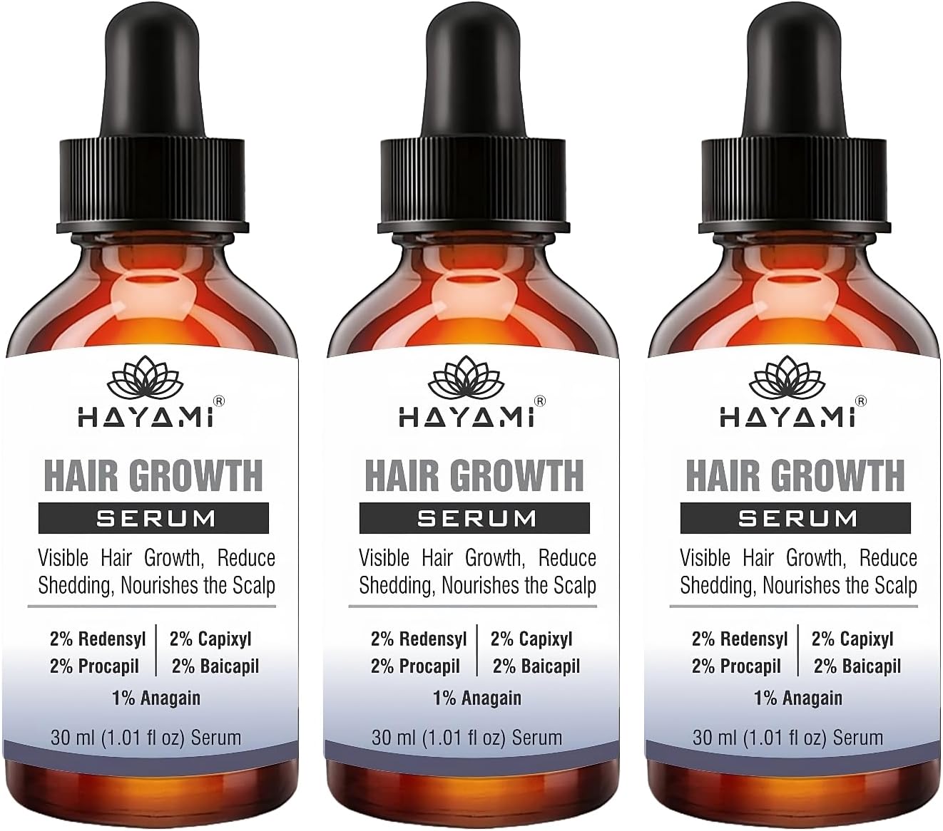 Hayami Ultimate Hair Serum with Potent Blend of Redensyl, Procapil, Capixyl, Baicapil & Anagain - Advanced Solution for Thickening & Revitalizing Thinning Hair