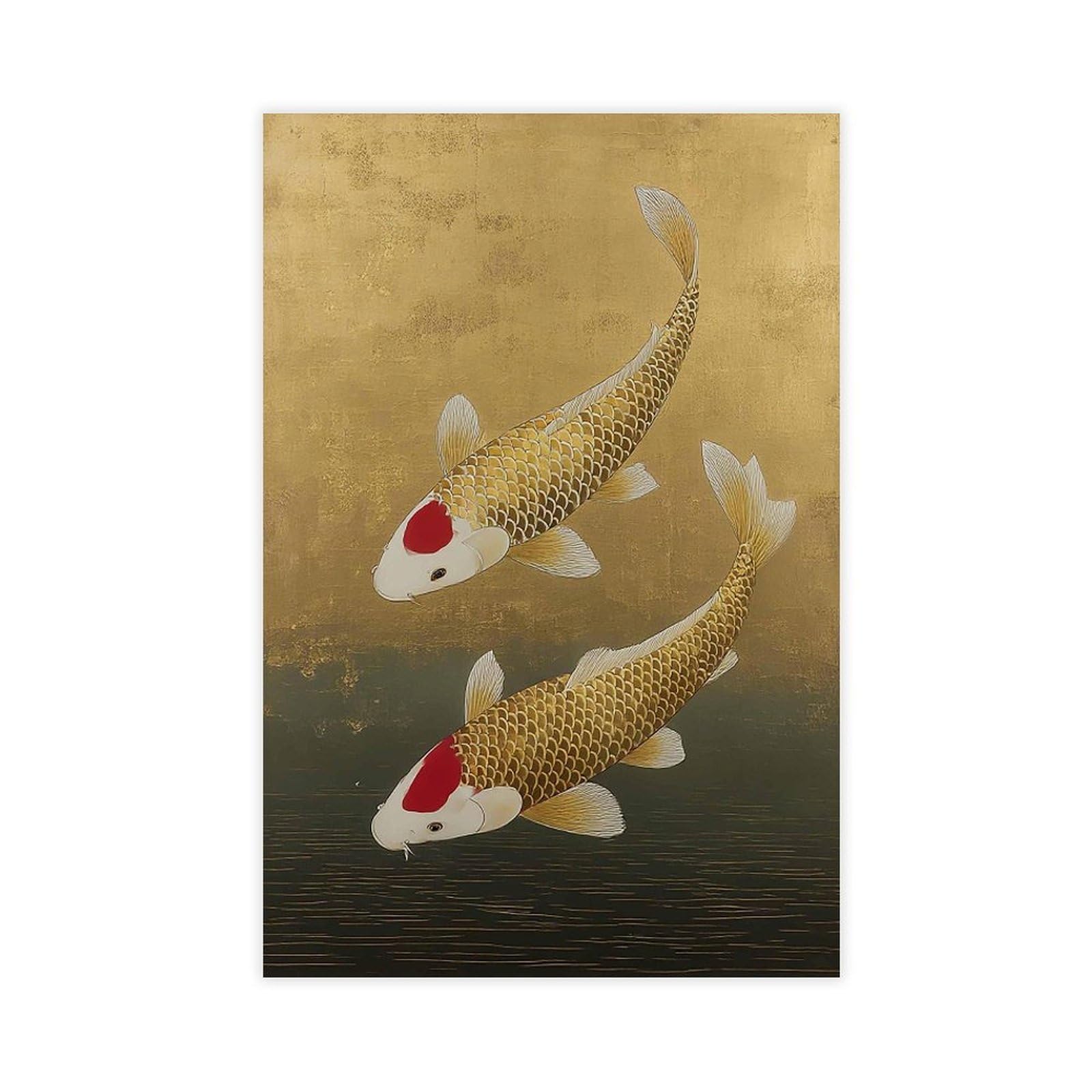 Bareronor Japanese Koi Fish (4) Canvas Poster Bedroom Decor Landscape Office Room Decor Gift 20" L X 30" W