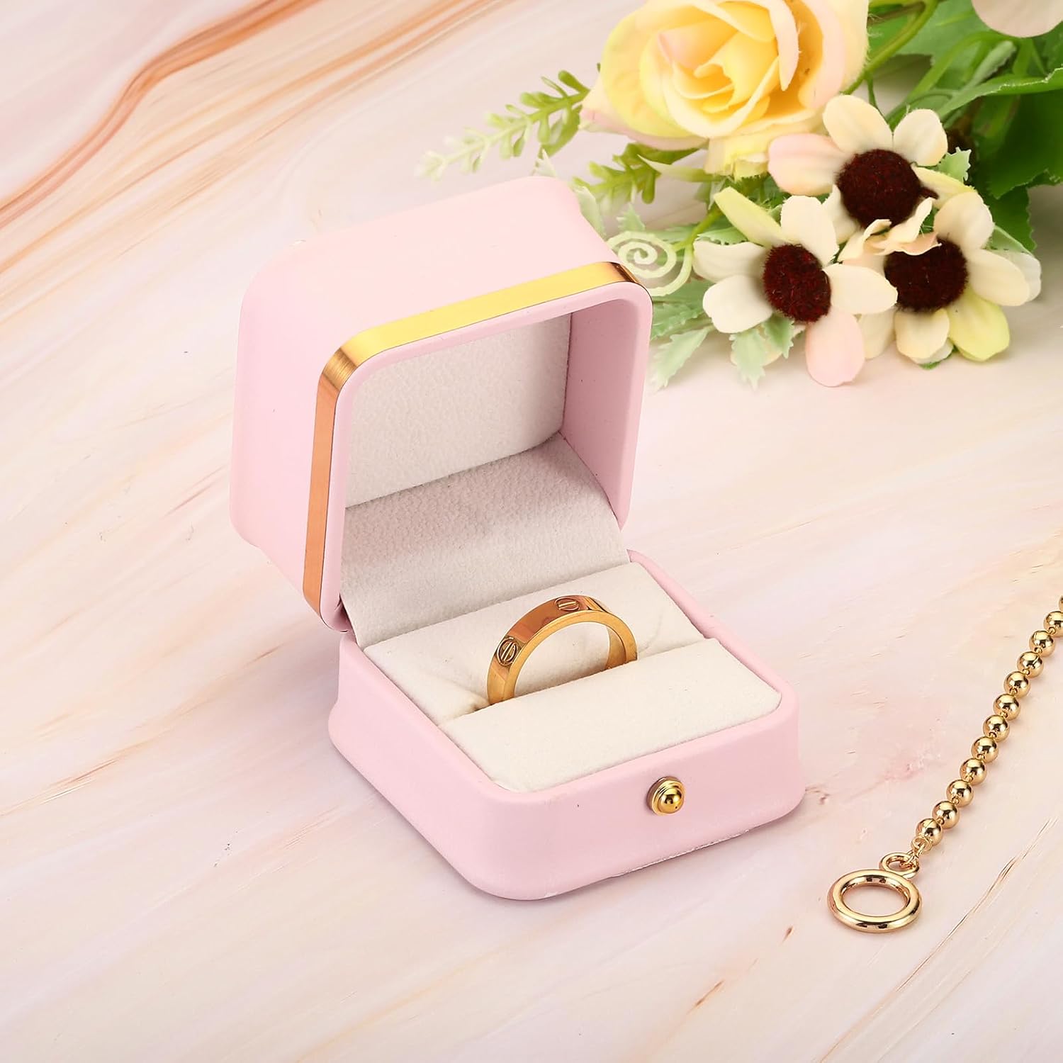 PATIKIL Velvet Ring Box, Single Slot Wedding Ring Box Vintage Jewelry Holder for Engagement Proposal Ceremony Anniversary Style 2, Green