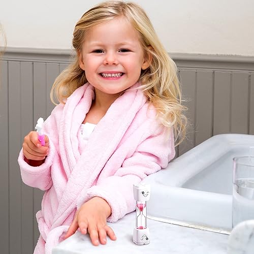 Miniatura 4 de Temporizador de cepillo de dientes de 4 piezas para niños, temporizador de arena de 3 minutos, patrón de sonrisa, cepillado de dientes, temporizador
