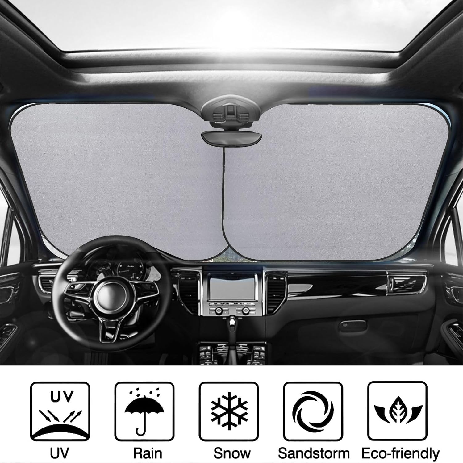 Neon Pink Flamingo 2-Piece Car Windshield Sun Shade Foldable Front Window Sunshades Blocks UV Rays and Keeps Your Vehicle Cool for Most Sedans SUV Truck, Medium