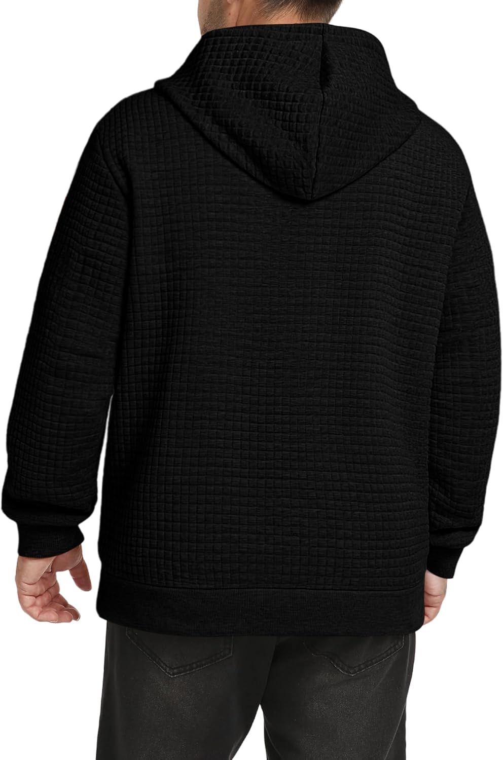 Men's Casual Waffle Knit Hooded Solid Winter Sweatshirt with Pockets Long Sleeve Fashion Basic Hoodies - Image 4