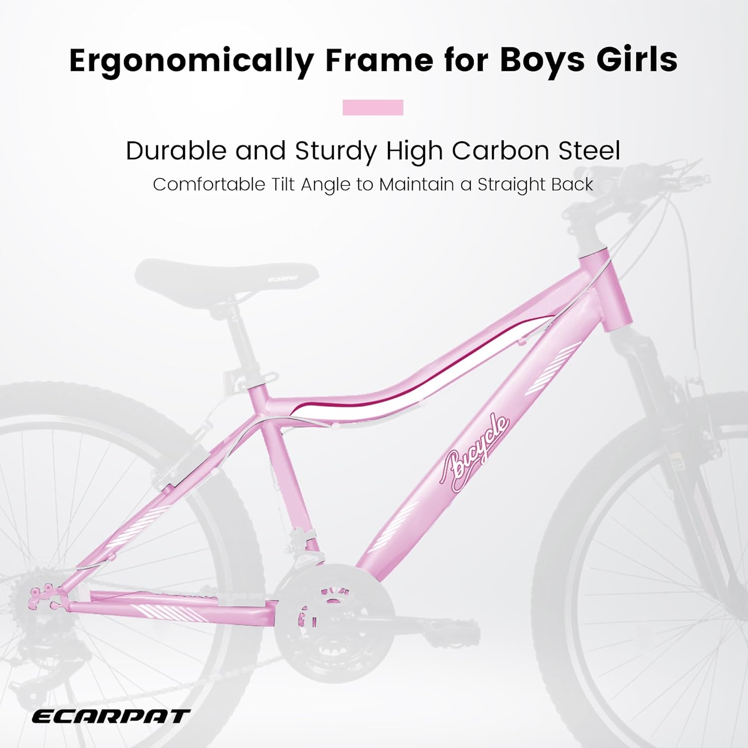 Mountain Bike 26 Inch, High-Density Carbon Steel Frame, 21 Speed, Front Suspension, Dual V-Brakes, 80% Pre-Assembled for Men Women Teens (Pink, 26 Inch)