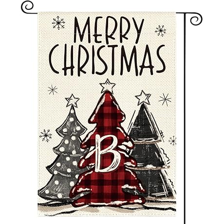 AVOIN colorlife Merry Christmas Tree Monogram Letter B Garden Flag 12x18 Inch...