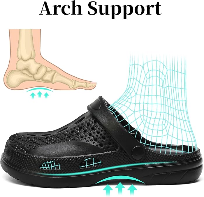 SOSOWHLTE Men & Women Clogs with Arch Support Lightweight Garden Shoes