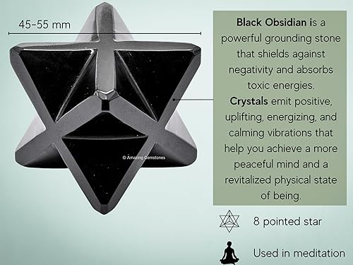 Miniatura 293 de Amazing Gemstone Larvikite Merkaba Crystal – Estrella de Merkaba metafísica de 1 pulgada para meditación – Cristal tetraedro energético y piedras