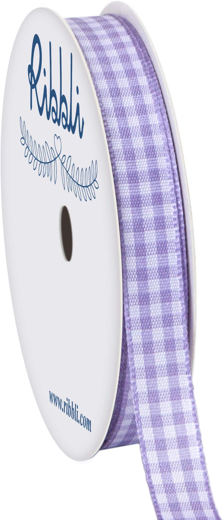 Ribbli Light Purple and White Gingham Ribbon,100% Polyester Woven Edge,3/8 Inch x 10 Yard ,Plaid Ribbon Use for Gift Wrapping,Party Decoration