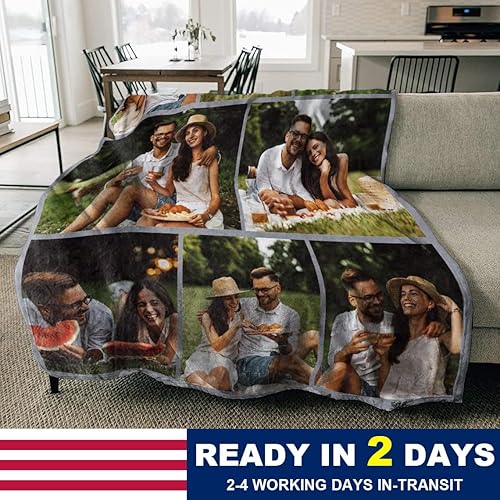 Miniatura 9 de MeMoShe Mantas personalizadas con fotos, regalos personalizados para parejas, manta con imagen personalizada con texto en inglés "I Love You",