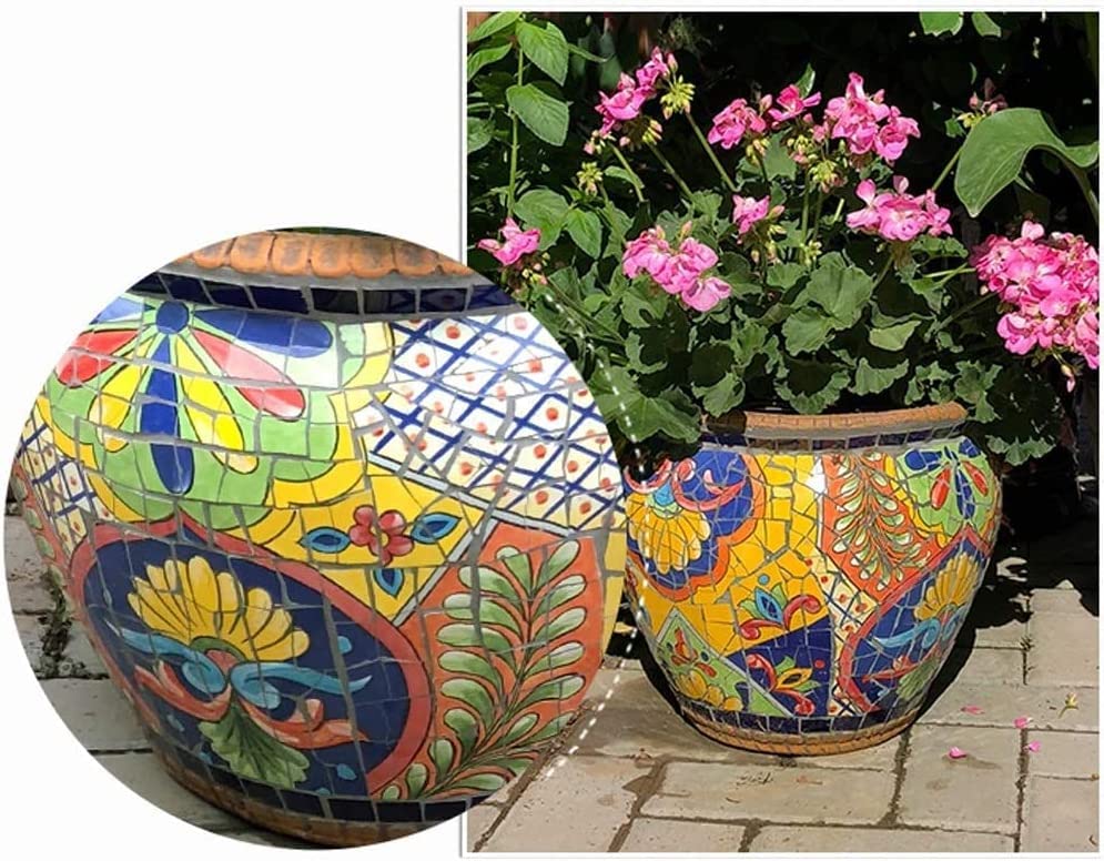 Pot de fleur en céramique rond classique espagnol grand modèle