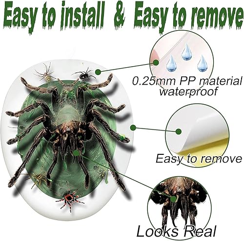 Miniatura 3 de Funda de asiento de inodoro de Halloween, calcomanía 3D de transformación de terror para decoración de baño, fiesta temática, decoración del hogar