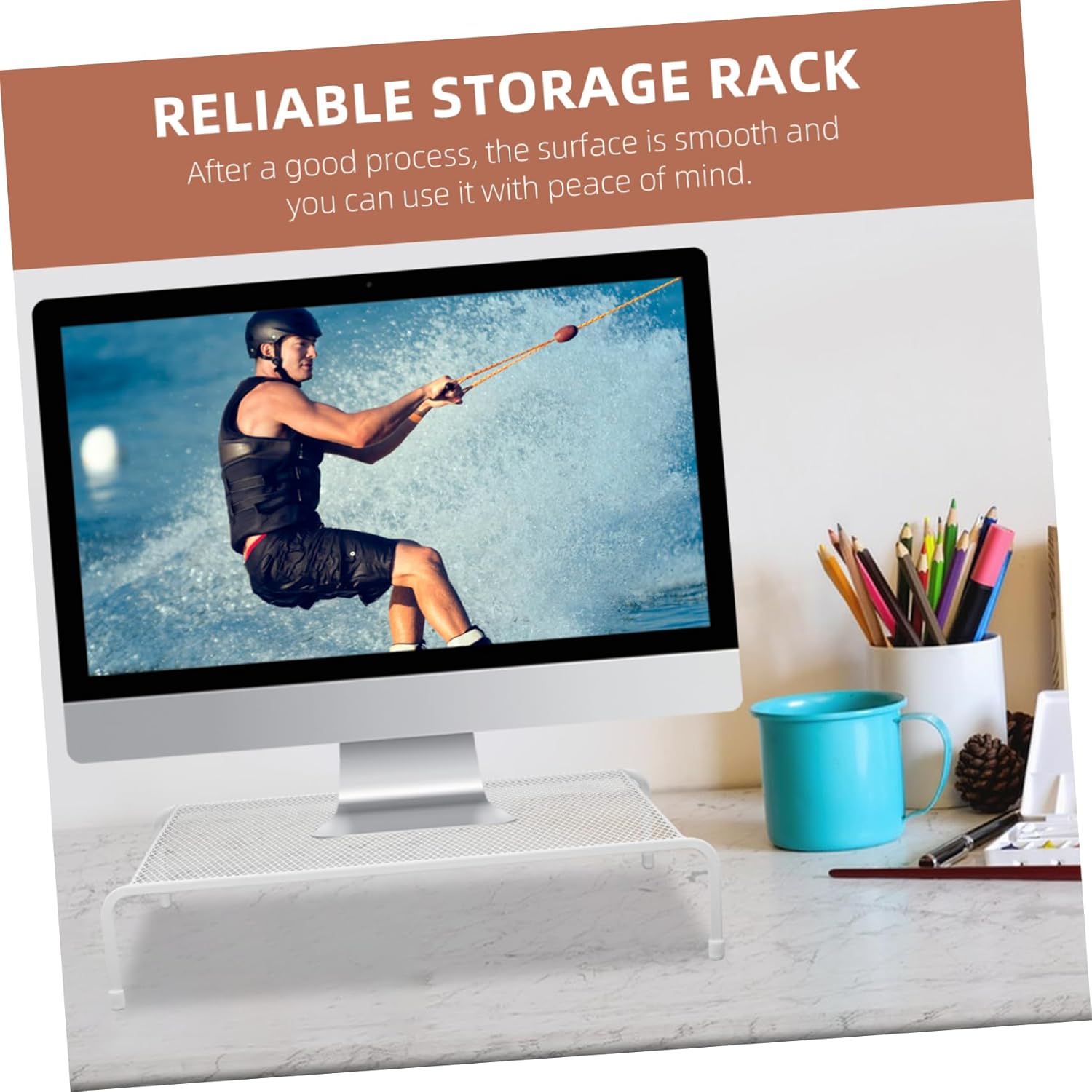 Monitor Riser Stand for Desk - Ergonomic Computer Screen Riser with Elevated Viewing Angle Sturdy Desktop Storage Rack for Home and Office 13.38 X 7.87 X 3.14 Inches