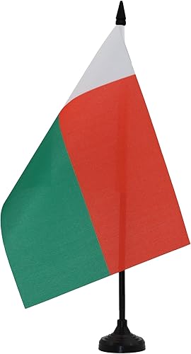 Miniatura 398 de Bandera de mesa Sierra Leona de 5 x 8 pulgadas, bandera de escritorio de Sierra Leona, 8.3 x 5.5 in, barra y base de plástico negro AZ FLAG
