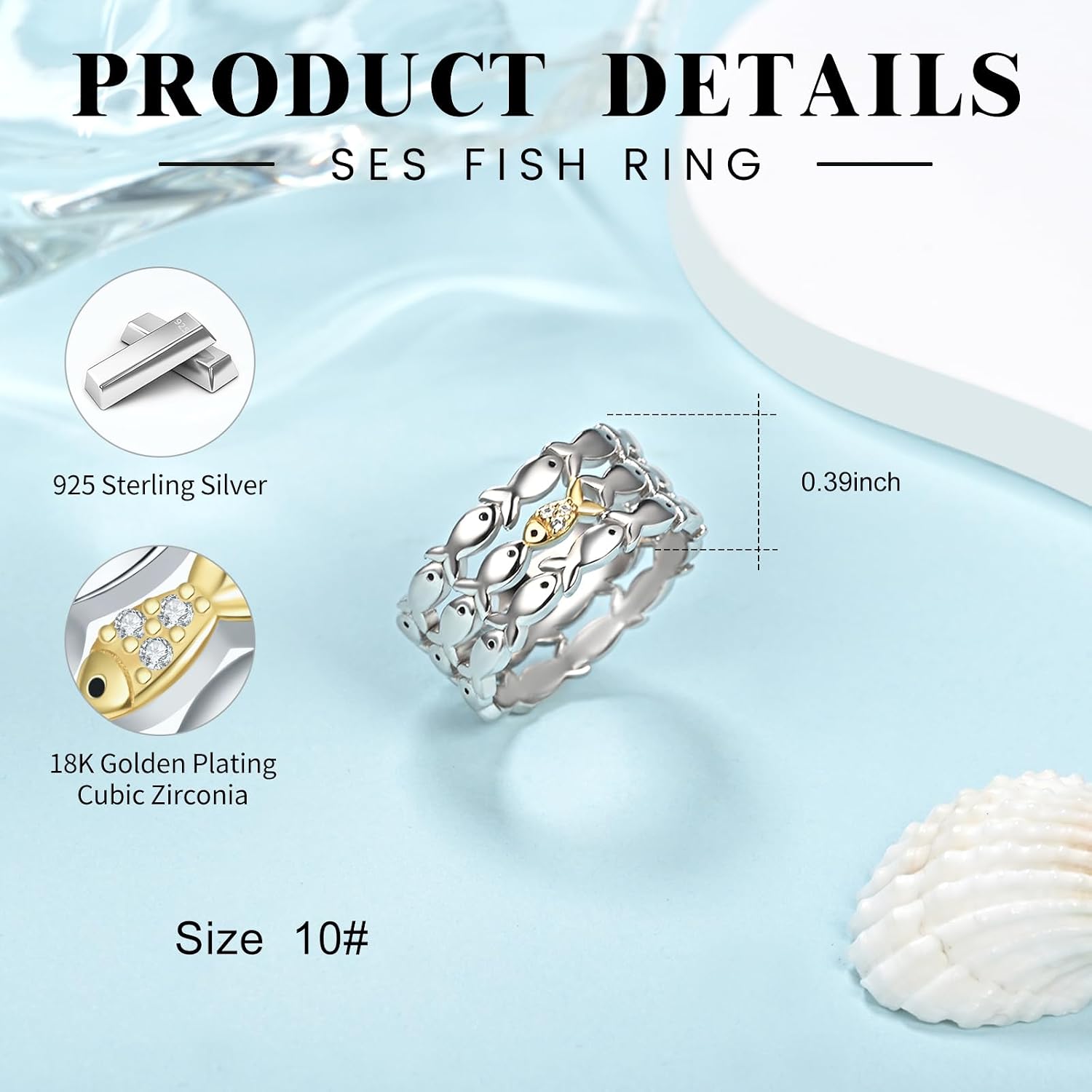 Swim Against The Current Ring-925 Sterling Silver Inspirational Jewelry for Women Teen Encouragement Hope Rings Christmas Gift