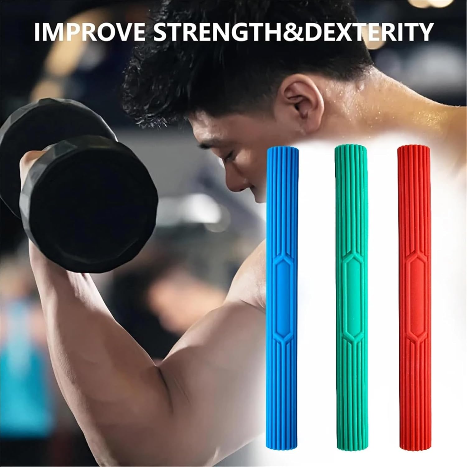 Flex Therapy Bar 2Pcs Flex Therapy Resistance Bar - Relieves Tendonitis Pain, Improves Grip Strength for Tendonitis, Wrist(Green)
