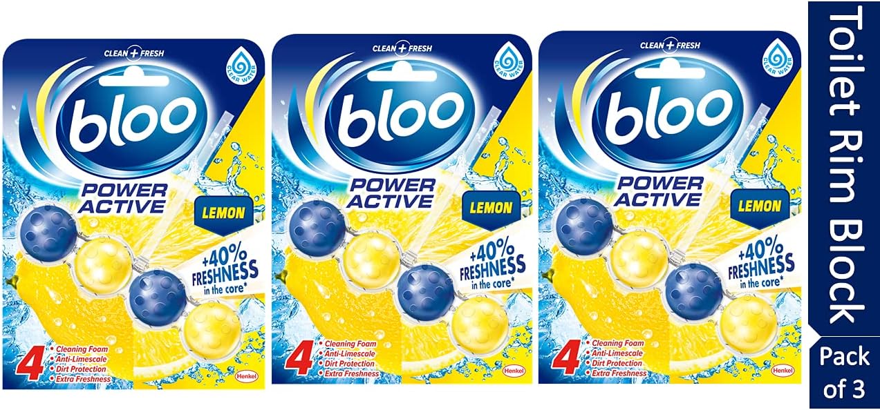 Solid Rim Toilet Cleaner Power Active, 50g, Pack of 3 (Lemon)