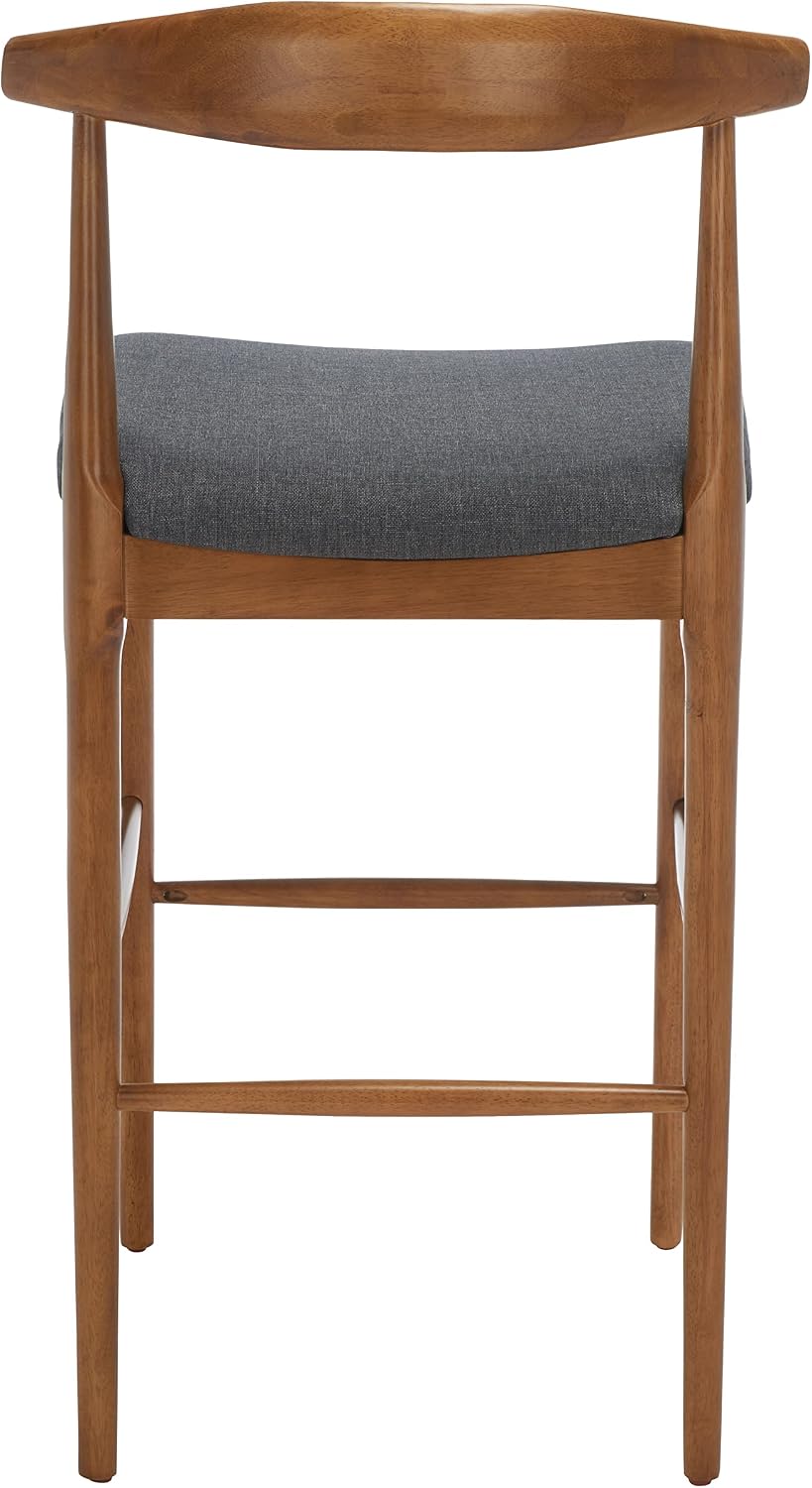 Safavieh Home Collection Lionel Retro Walnut/Dark Grey Cushion 30-inch Bar Stool