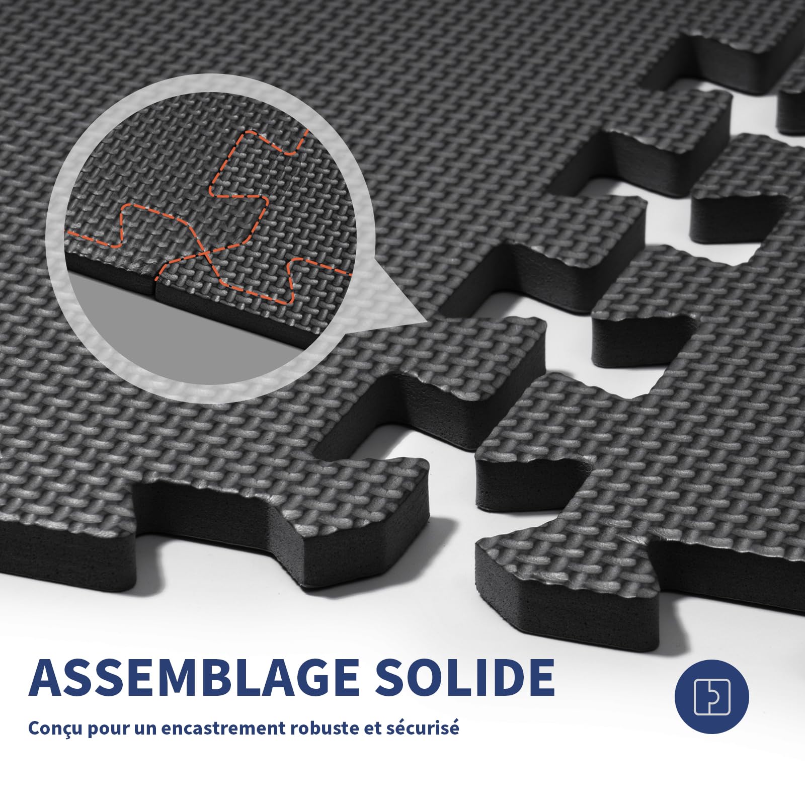 Sol Salle de Sport, Tapis de Sport, Extra Large 50x50 cm, 12 Pièces, 3㎡ Dalles en Mousse sans BPA, EVA Caoutchouc, pour Tatami, Gym, Musculation, Fitness, Antidérapant, Puzzle, Dalle Garage