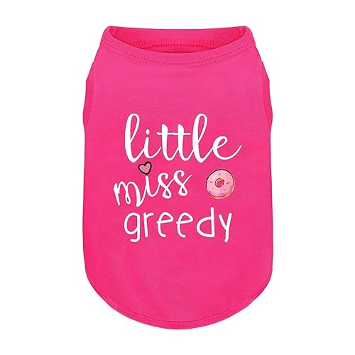Pink Cotton Dog Shirt with 'Little Miss Greedy' Print, Soft