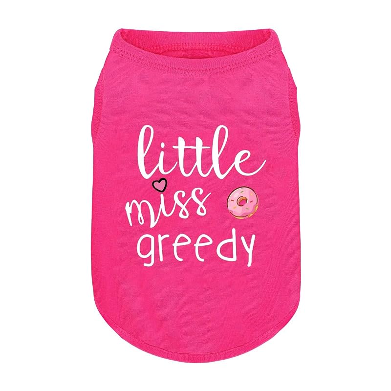 Camisa para Cães de Algodão Rosa ZIAGAOP com Estampa Little Miss Greedy, Tamanho X-Small (Pink Donut)