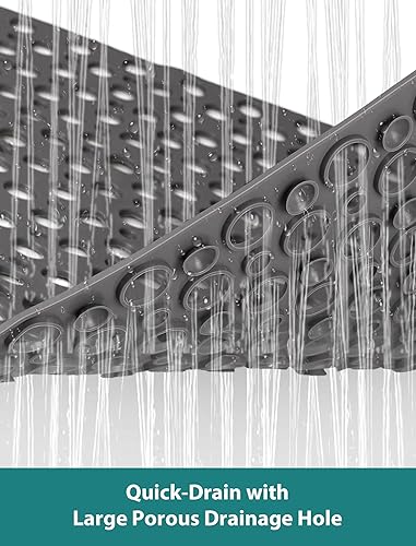 Miniatura 5 de Yonala - Tapete de ducha extra grande de 47 x 32 pulgadas, antideslizante, para ducha interior, tapete de ducha de TPE suave con ventosas y agujeros