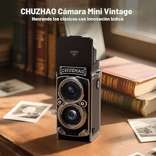 Miniatura 2 de CHUZHAO - Mini cámara digital vintage, estilo TLR portátil, retro, apuntar y disparar, compacta con bolsillo pequeño, 1080P, FHD de video, cámara de