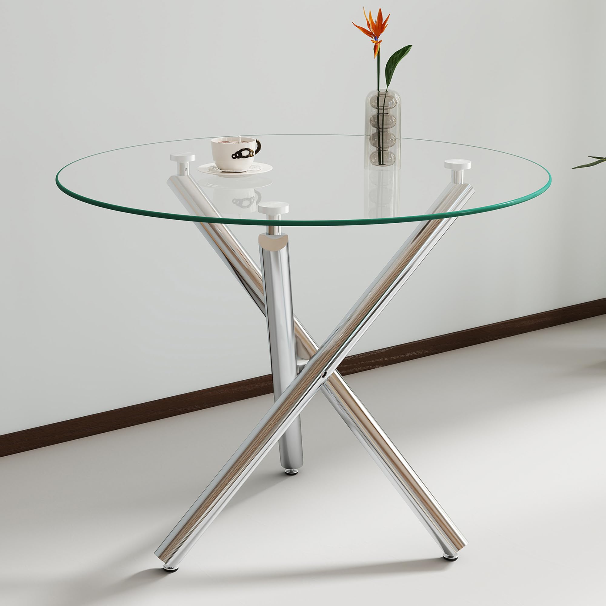Gnrolaz 35 4 Round Dining Table for 4 or 2 Glass Small Kitchen Table for Dining Room Living