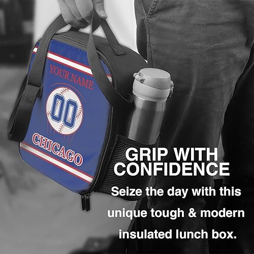 Miniatura 5 de Chicago - Lonchera personalizada con cualquier nombre y cualquier número, correa ajustable personalizada, bolsas de almuerzo con aislamiento