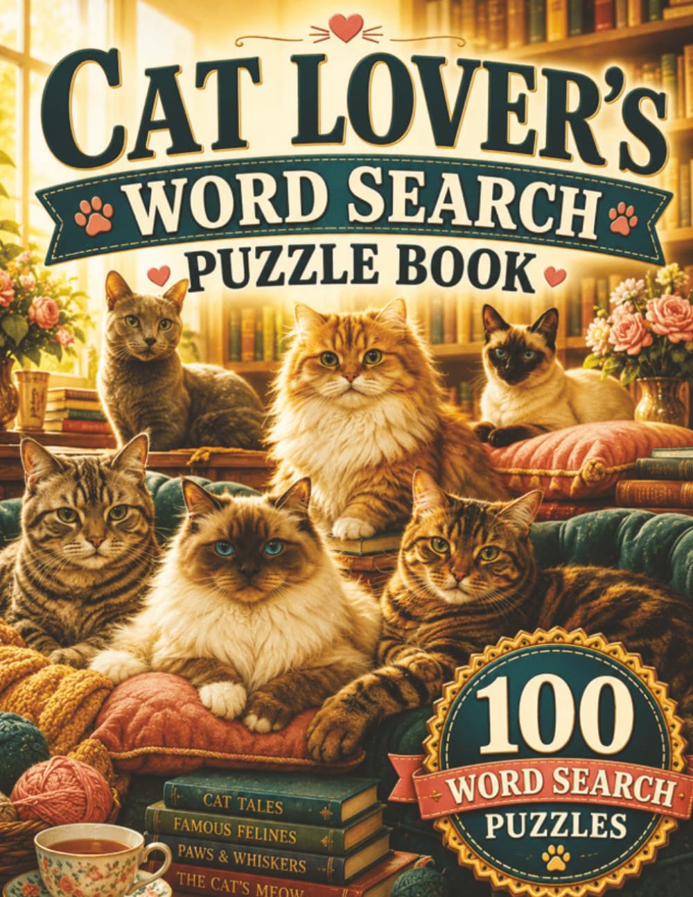 Cat Lover's Word Search Puzzle Book: 100 Large Print Puzzles for Cat Lovers — Breeds, Behaviors & Feline Fun for Adults