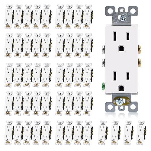 ELEGRP Receptáculo decorativo blanco mate, toma de pared eléctrica estándar de 15 A 125 V, 2 polos de 3 cables, resistente a manipulaciones, NEMA