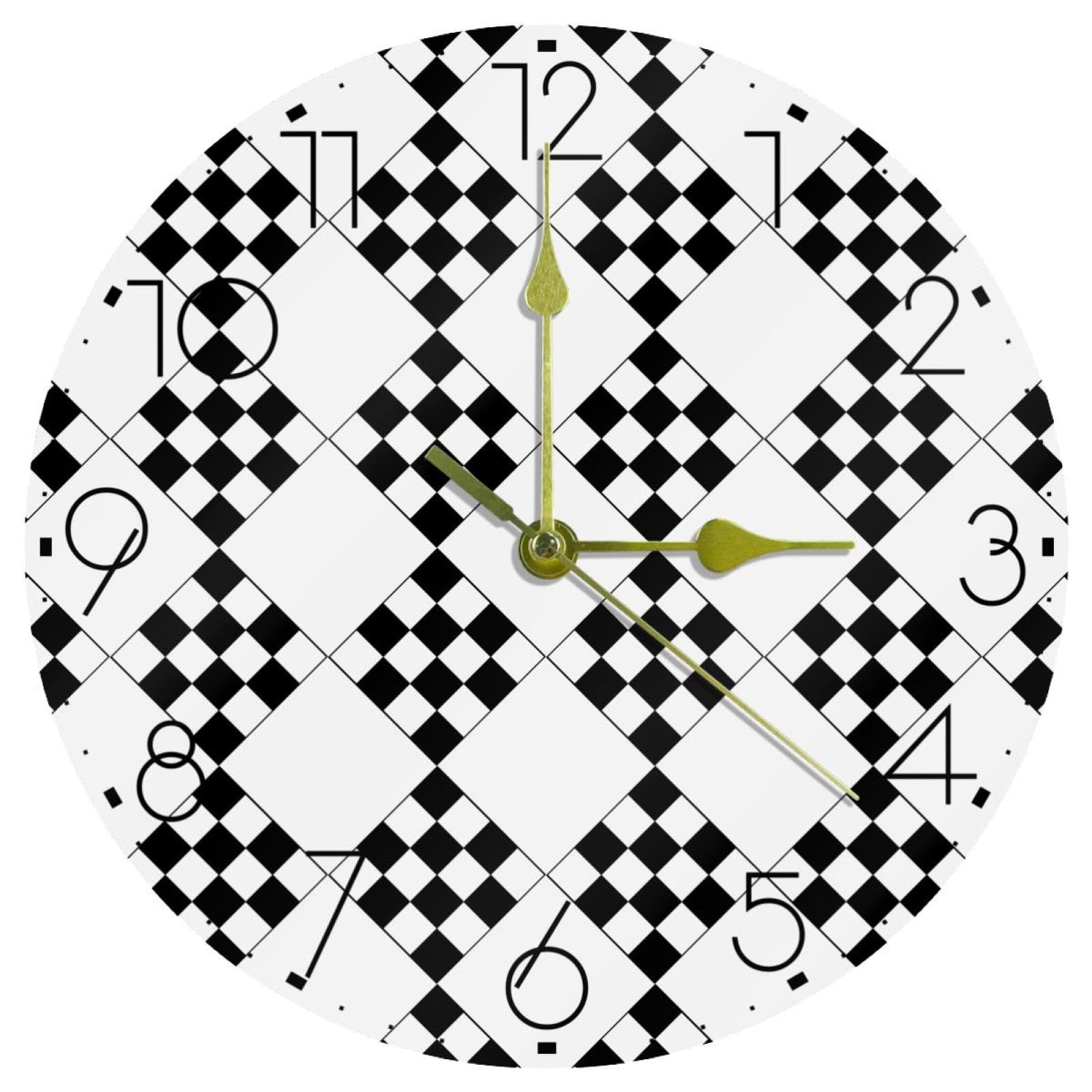 Horloge murale haut de gamme géométrique noire et blanche silencieuse