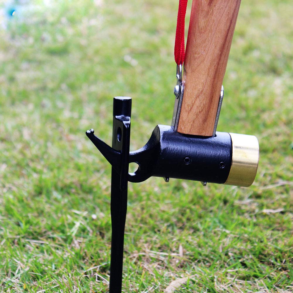 MoonyLI Kupfer Hammer Multifunktions Camping Zelt Hammer Peg Mallet,Massivholzgriff