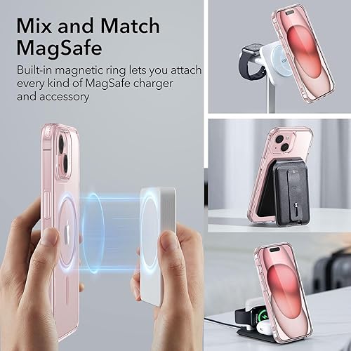 Vista 501 de ESR Funda para iPhone 15 Pro Max, compatible con MagSafe, de grado militar, negro transparente