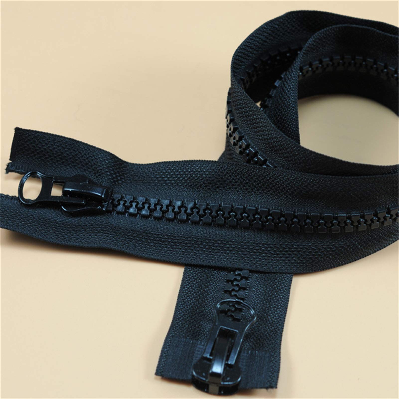 Pilang zxxin-zippers 5# Resin Double-Headed Open End Zip Clothing Zippers, 60-120cm for Sewing Jacket Sleeping Bag Tent Zipper, Accessories Craft (Color : Black double slider, Size : 70CM) โ image 1